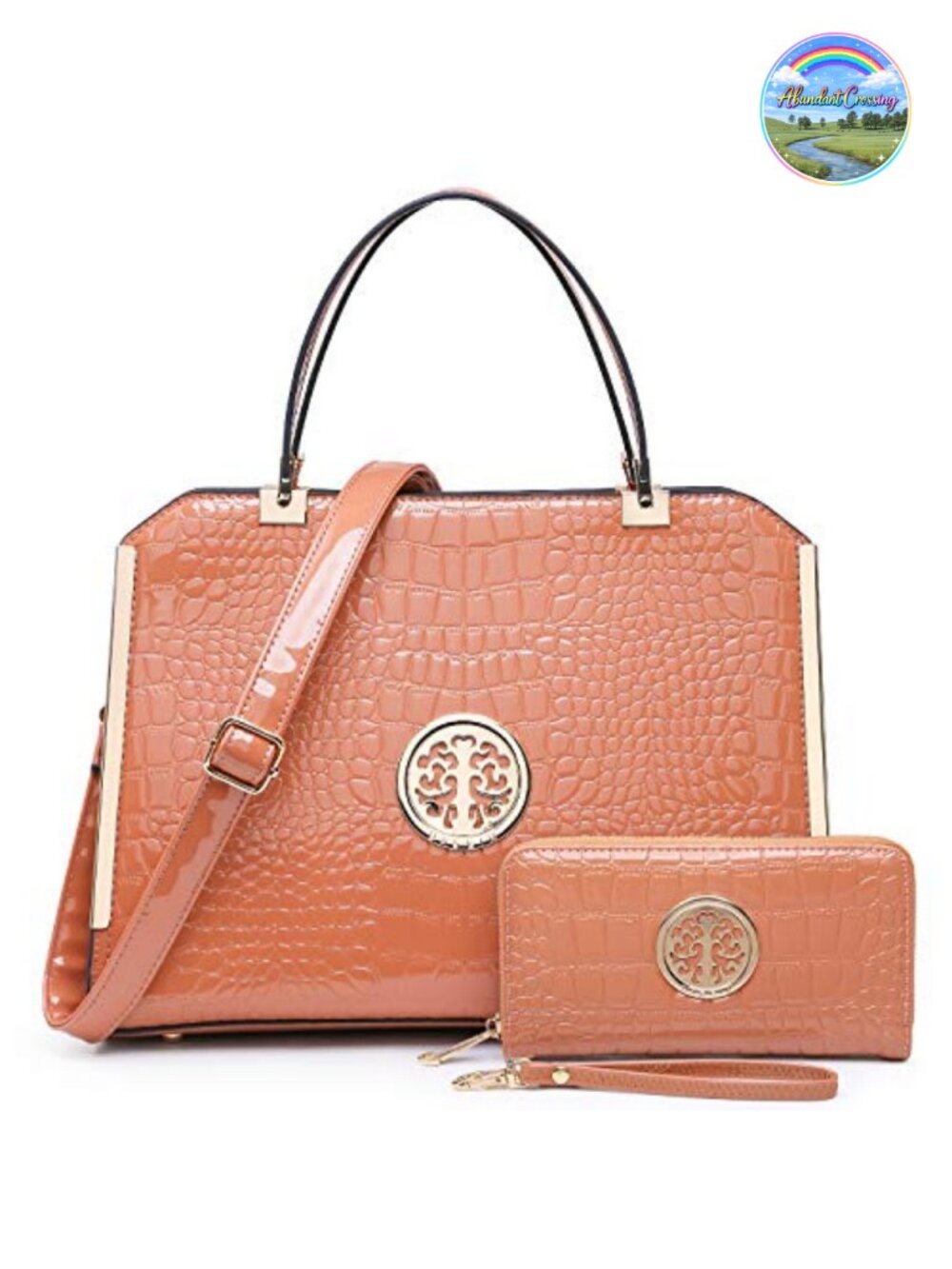 Vegan Leather Satchel Tote with Wallet Top Handle Shoulder Work Bag Large